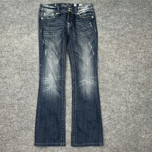 Miss Me Jeans Womens Size 29 Blue Denim Bootcut Flap Pocket Embellished